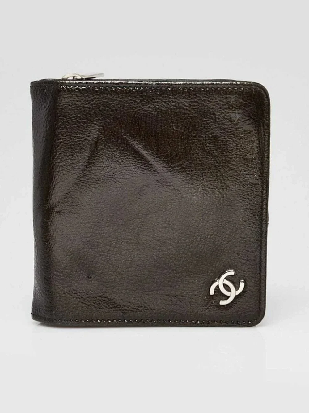 Chanel Black Patent Leather CC Compact Wallet